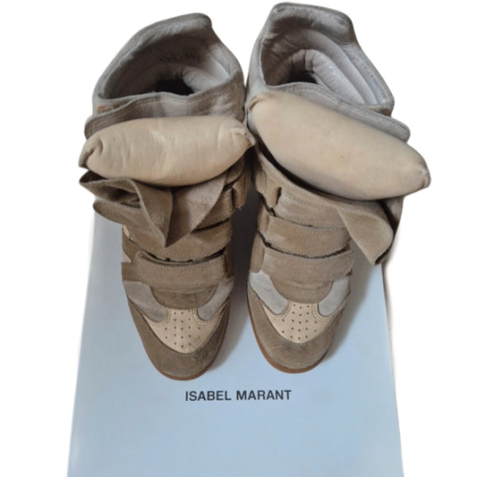 Isabel Marant Beige Bekett Wedge Sneakers (Size EU 38)