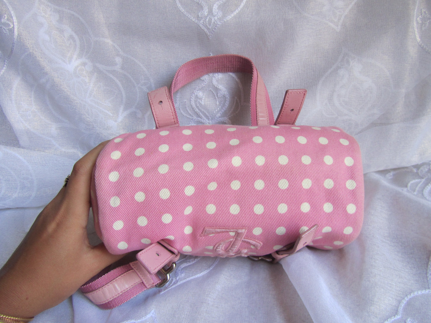 yves saint laurent pink polkadot shoulder bag