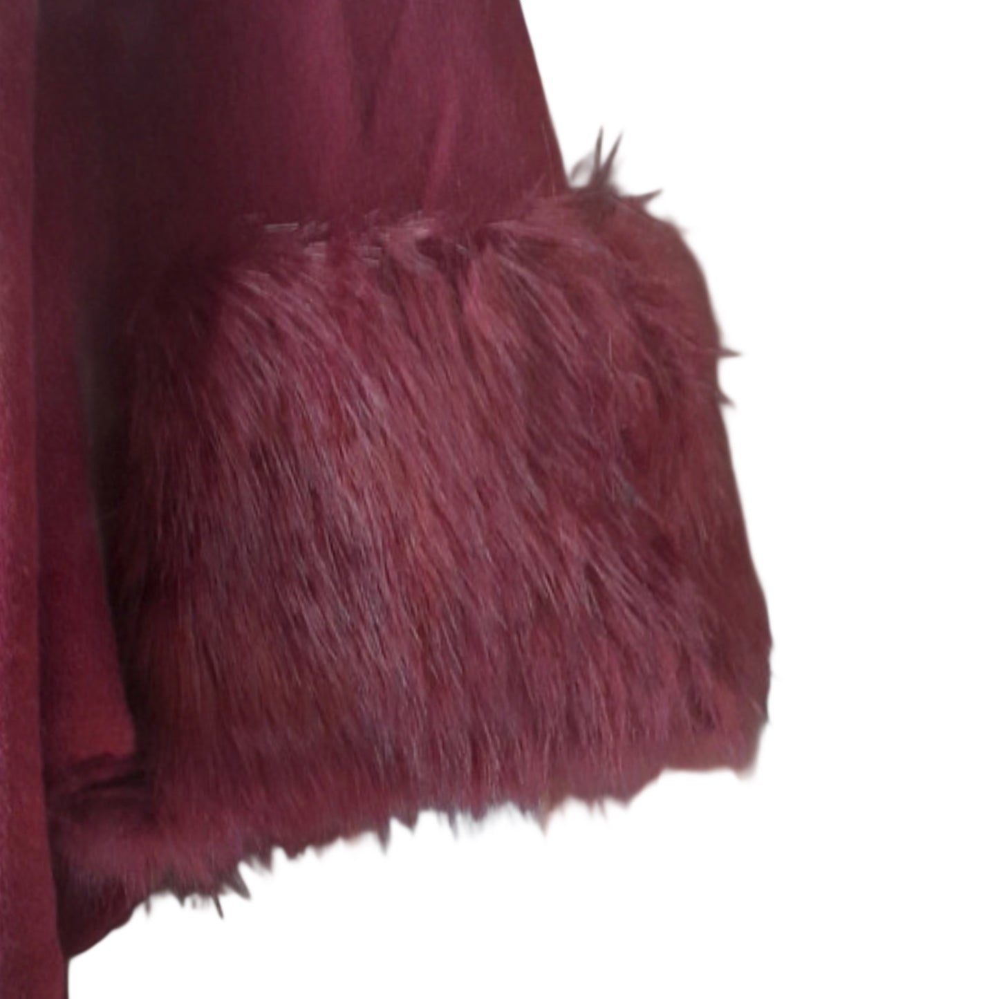 Elegant Burgundy Winter Fur Cape