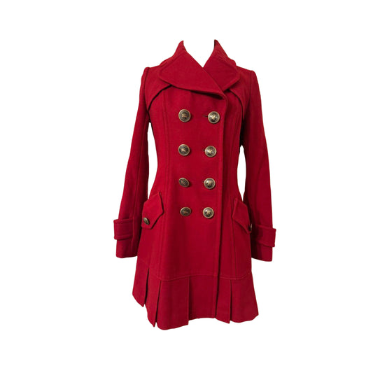 burbrery blue label red pleated flirty coat