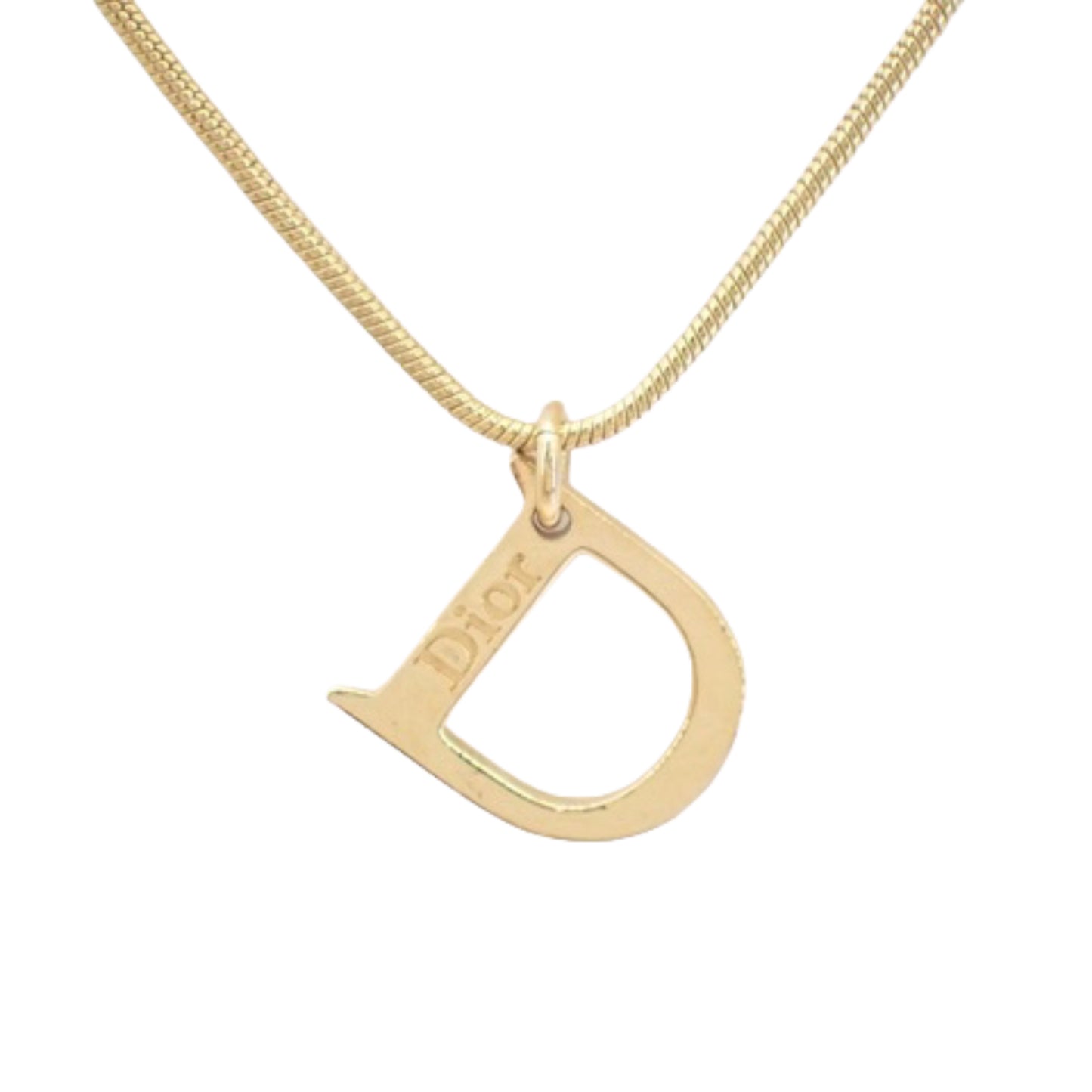 christian dior vintage “d” logo necklace