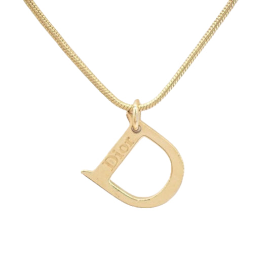 christian dior vintage “d” logo necklace