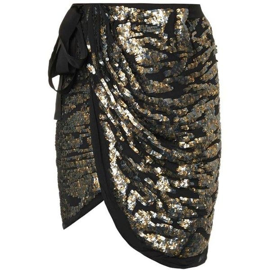 Isabel Marant Felmira Sequin Wrap Skirt Black Gold