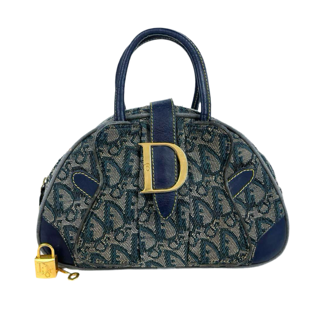 Dior Diorissimo Canvas and Leather Bowler Bag