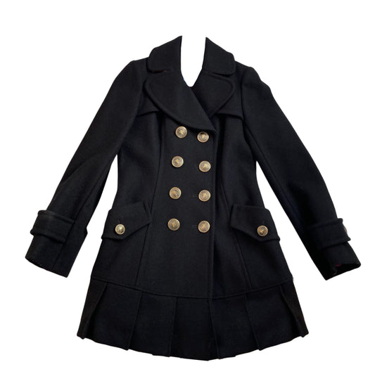 Burberry Nova Check Flirty Black x Red Pleated Dress Coat