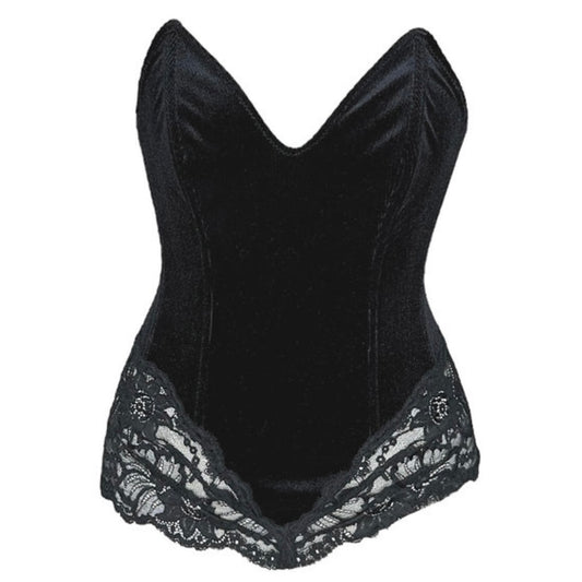 La Perla Vintage Boned Velvet Lace Corset Bustier Top