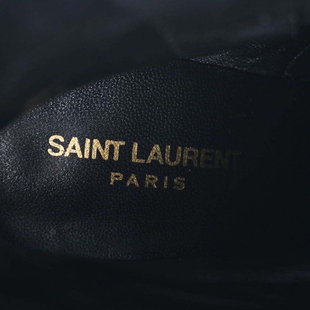 Saint Laurent Paris Black Suede Buckle Heeled Boots (37)