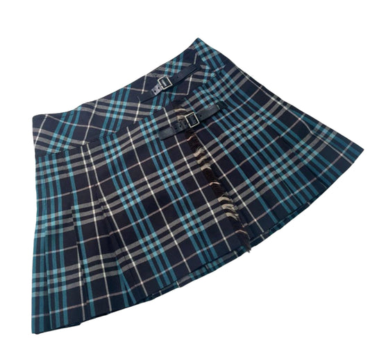 Burberry Iconic Blue Mini Wrap Skirt