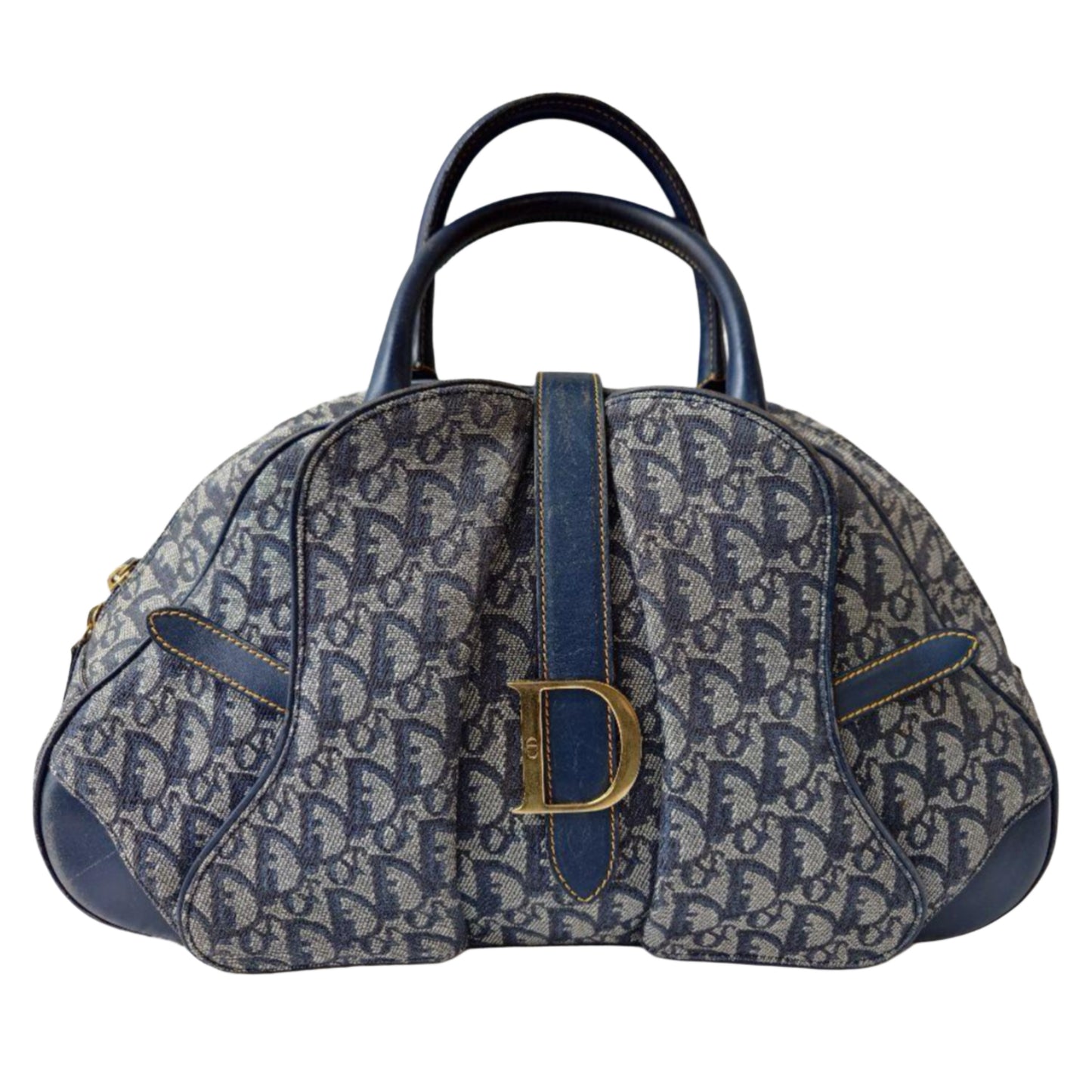 Dior Diorissimo Canvas and Leather Double Saddle Bowler Bag