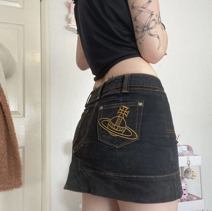 Vivienne Westwood Orb Logo Denim Mini Skirt