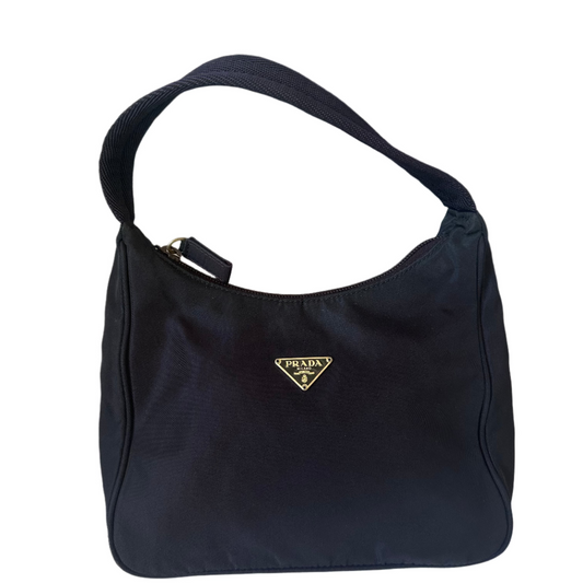 Prada Nylon Tessuto Logo Shoulder Bag in Dark Plum