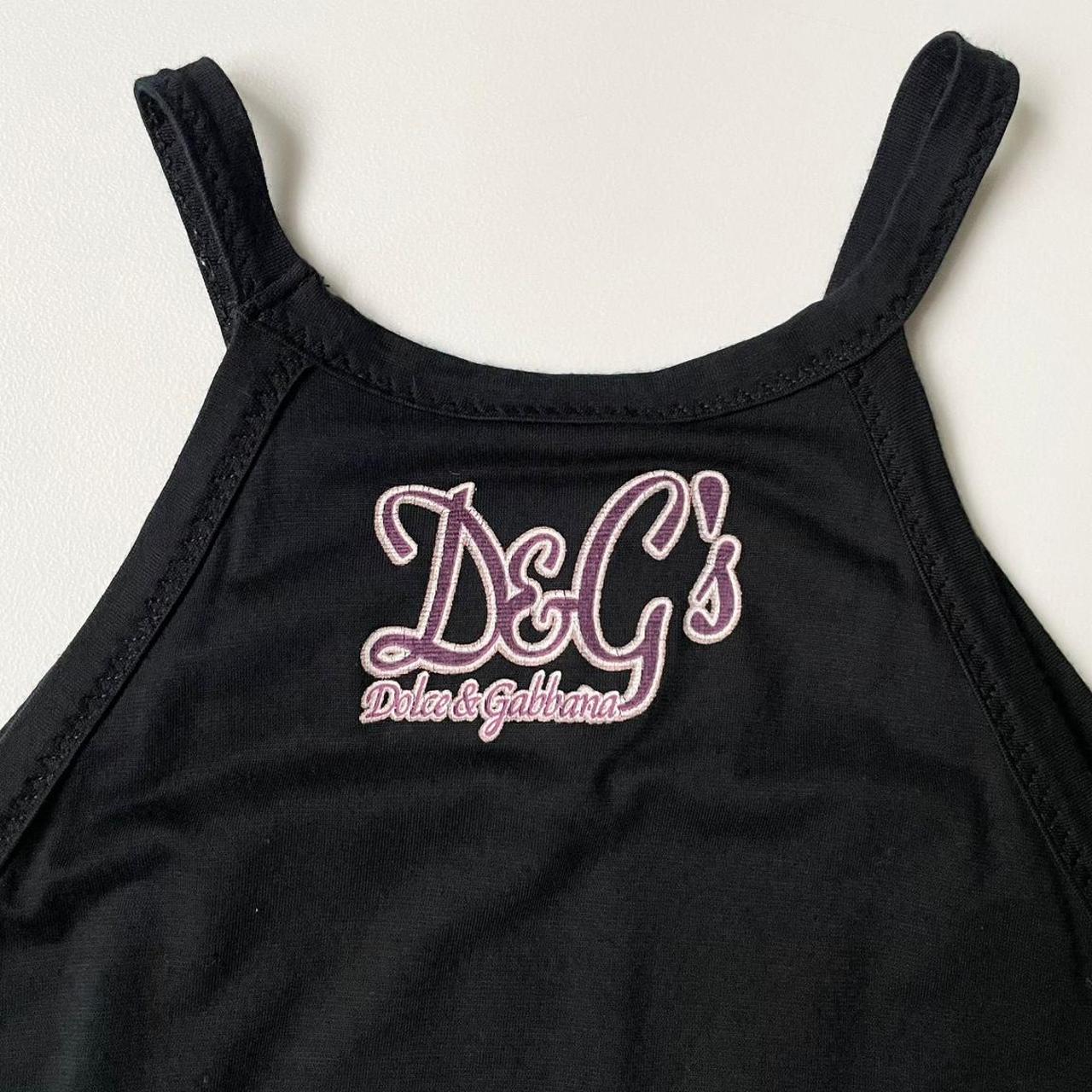 Dolce & Gabbana Vintage Graphic Black & Pink Halter Top