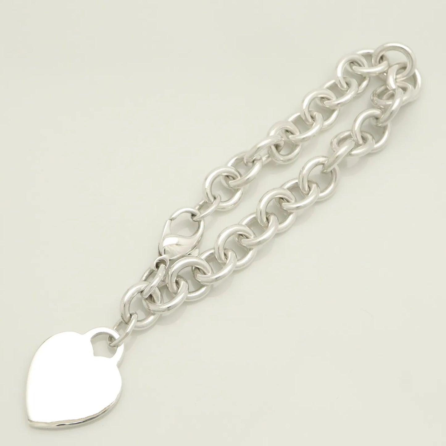 Tiffany & Co. 925 Sterling Silver Heart Tag Charm Bracelet