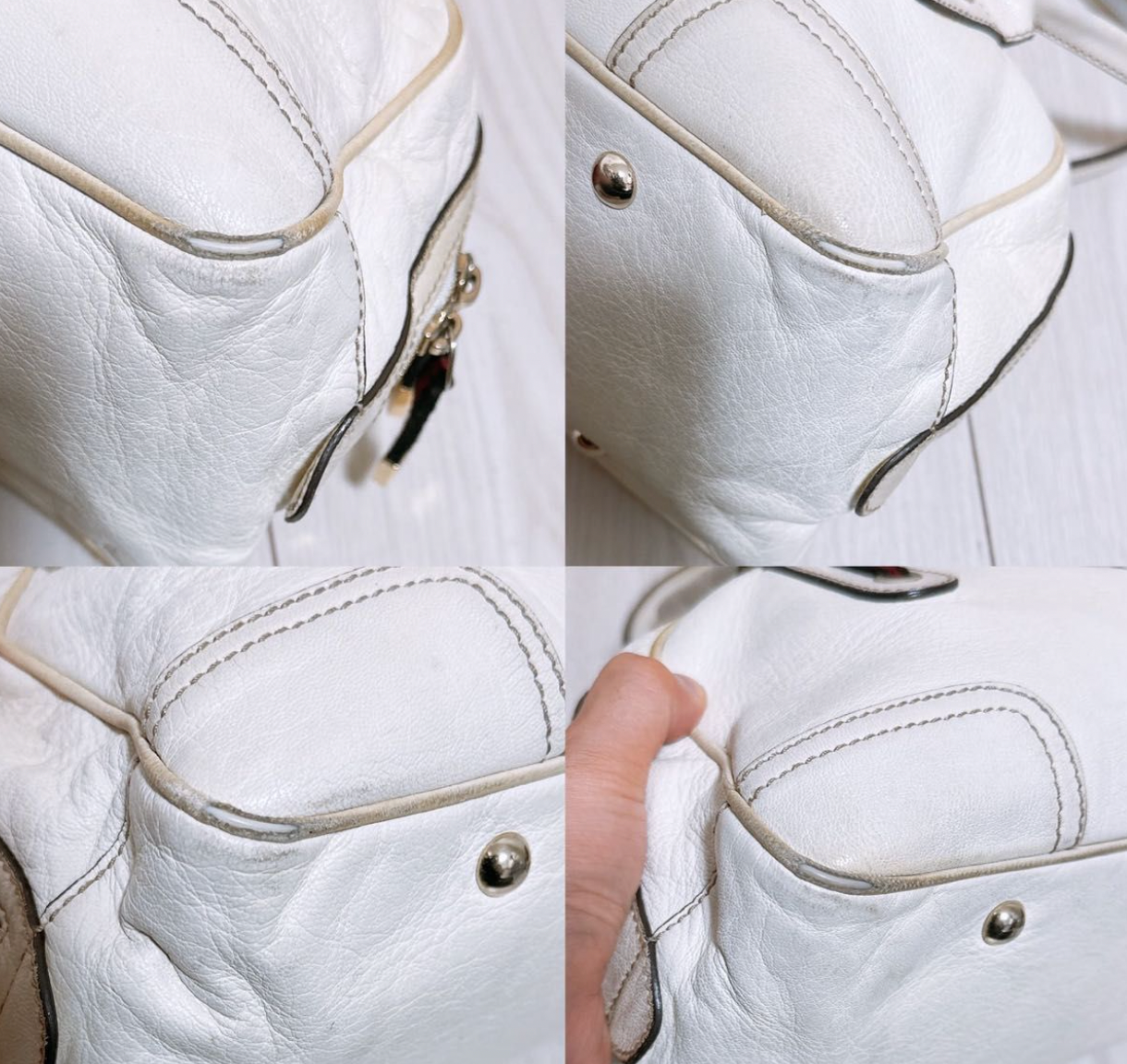 Gucci Vintage White Boston Bag with Bow Detailing