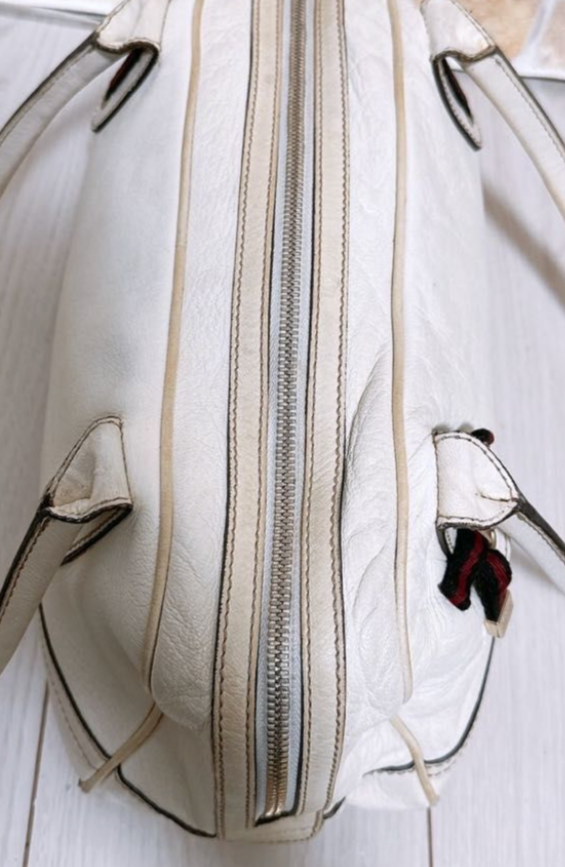 Gucci Vintage White Boston Bag with Bow Detailing