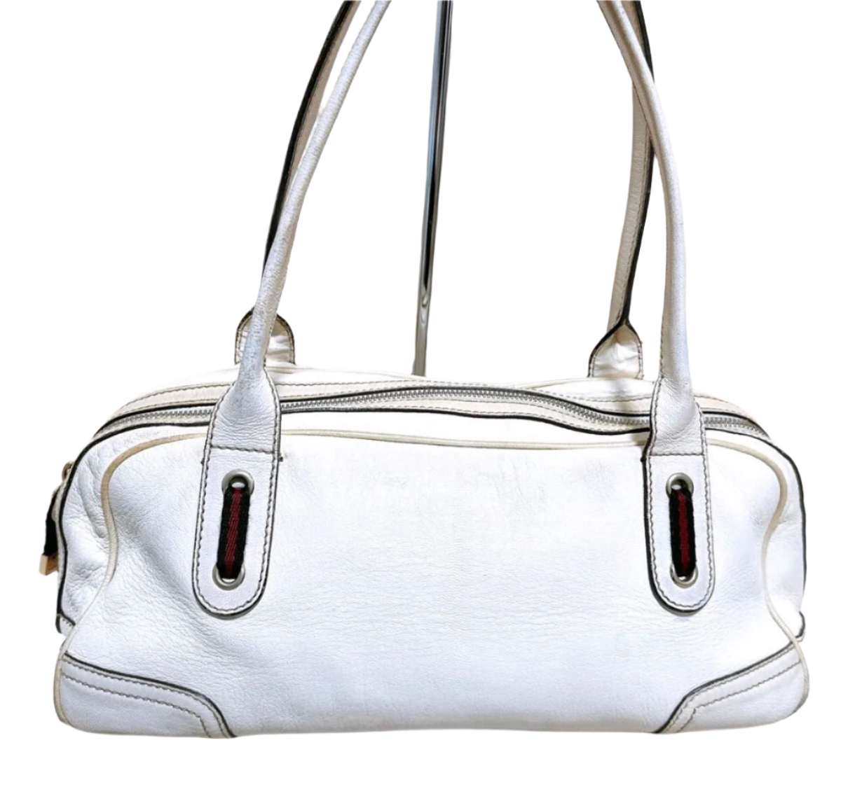 Gucci Vintage White Boston Bag with Bow Detailing