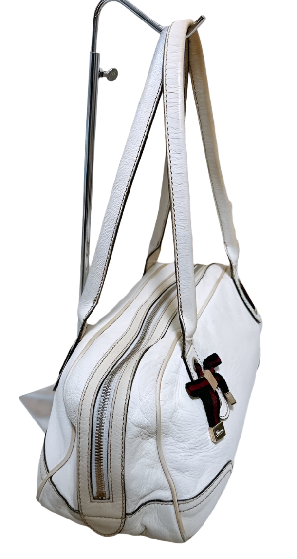 Gucci Vintage White Boston Bag with Bow Detailing