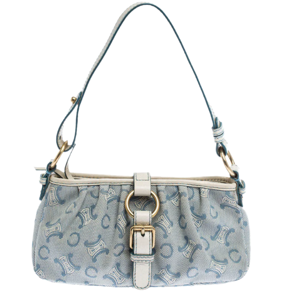 Celine Blue Vintage Pochette Shoulder Bag