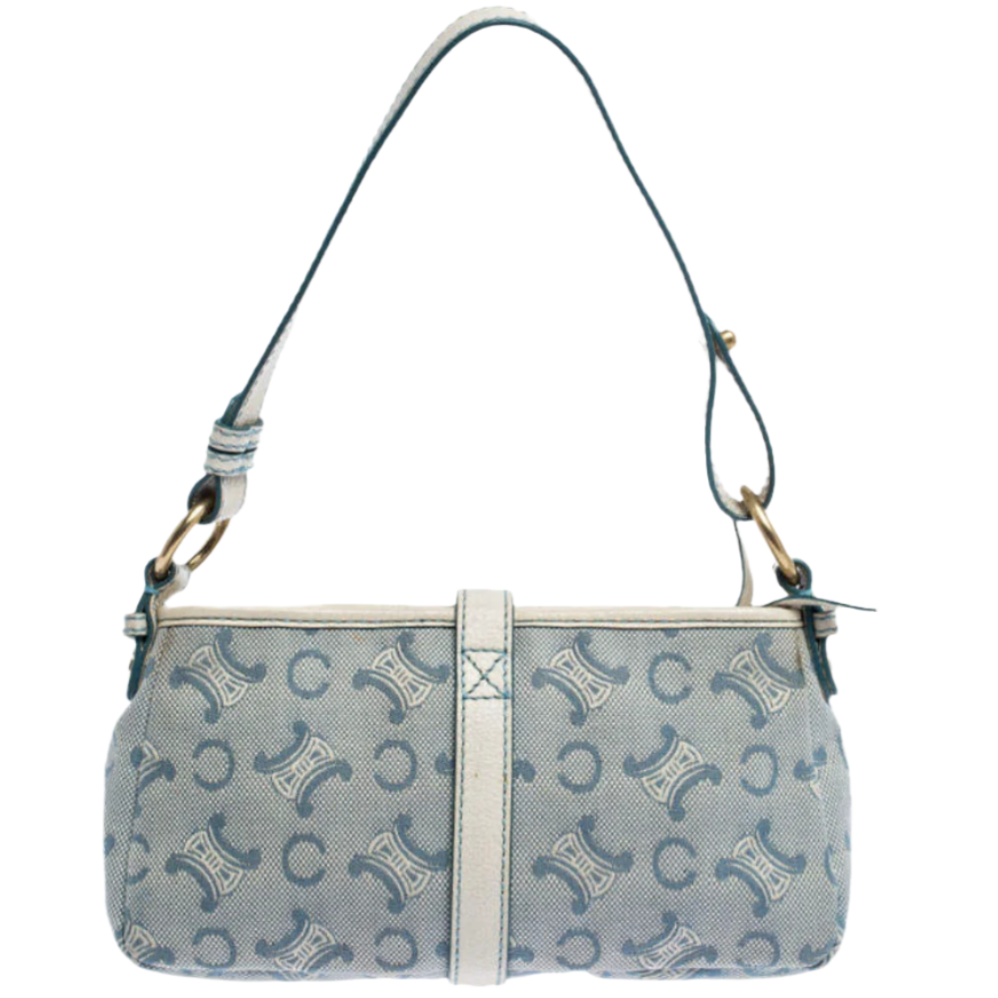 Celine Blue Vintage Pochette Shoulder Bag