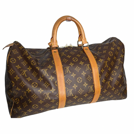 Vintage Louis Vuitton Iconic Travel Duffel Bag Monogram Keepall 50