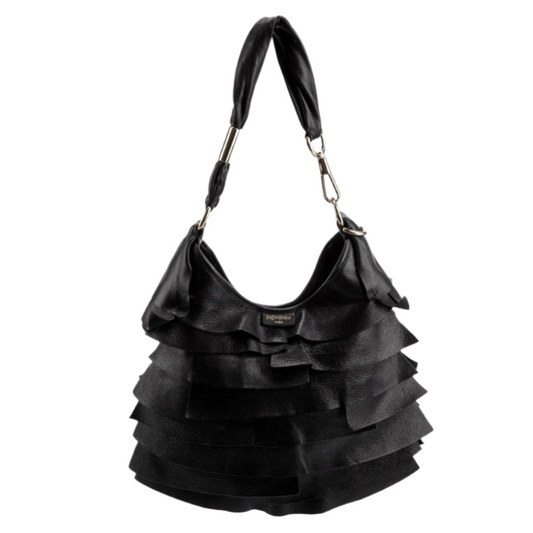 Yves Saint Laurent Vintage Black Ruffle Shoulder Bag