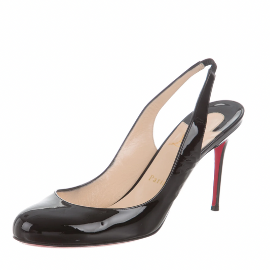 Christian Louboutin Black Leather Slingback Pumps (EU 39, US 8)