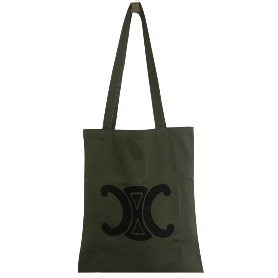 Celine Olive Green Logo Tote Bag