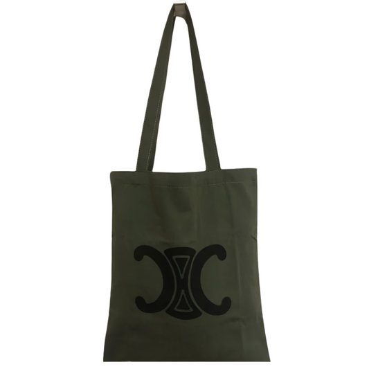 Celine Olive Green Logo Tote Bag