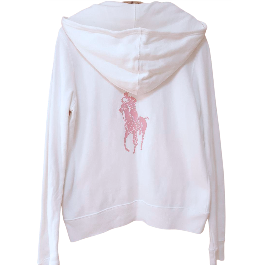 Ralph Lauren White & Pink Zip Up Hoodie