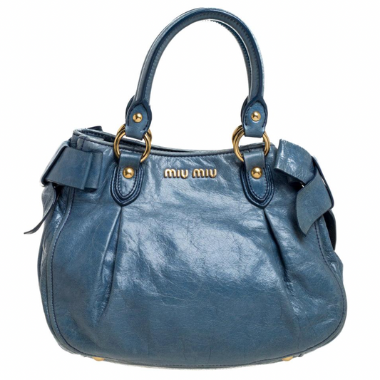 Miu Miu Mermaid Blue Vitello Lux Bag + Shoulder Strap