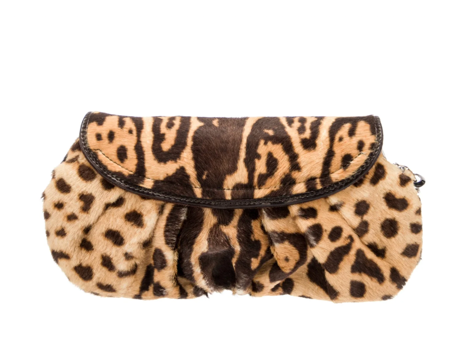 Christian Dior 2008 Ponyhair Leopard Print Clutch Bag