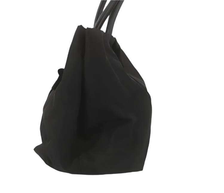 prada black ribbon detail handbag