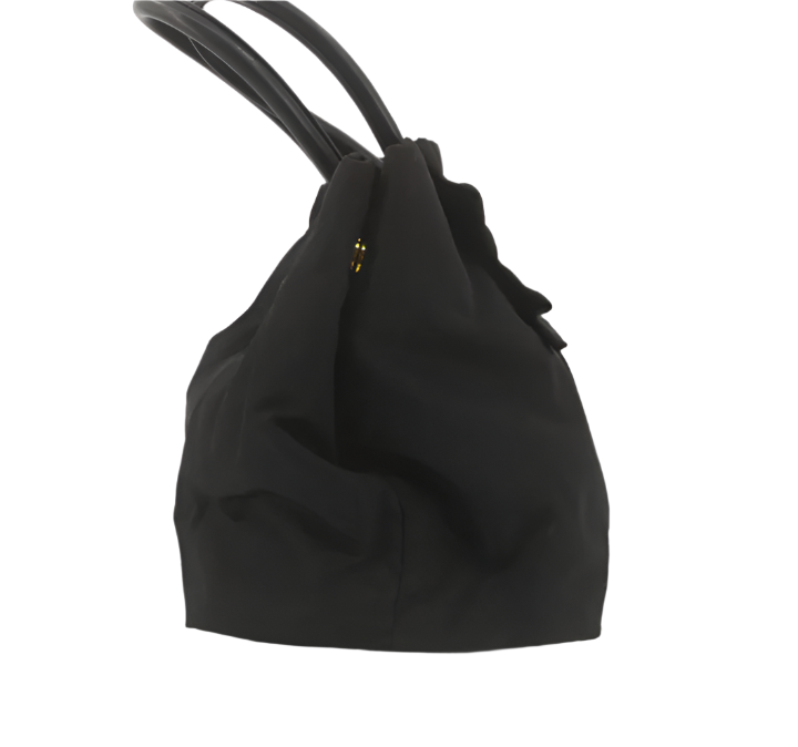 prada black ribbon detail handbag
