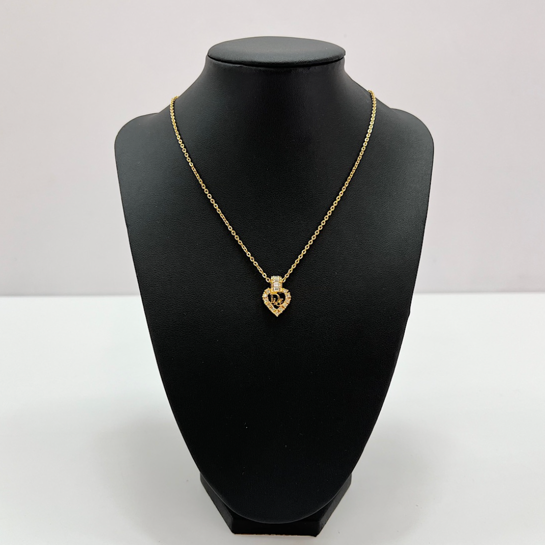 christian dior rhinestone heart necklace