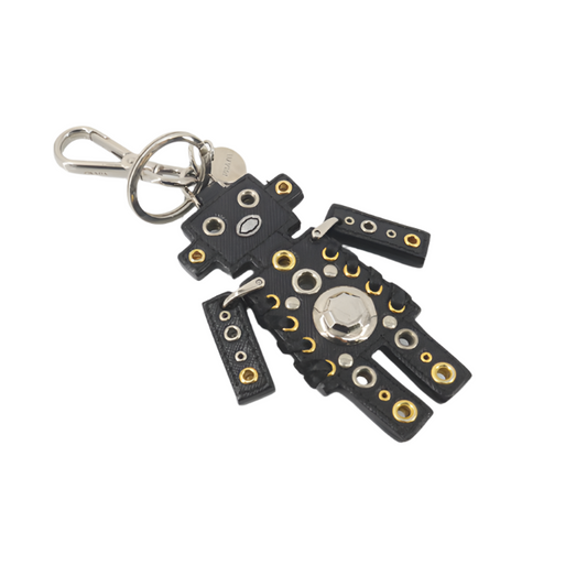 prada robot leather keychain bag charm