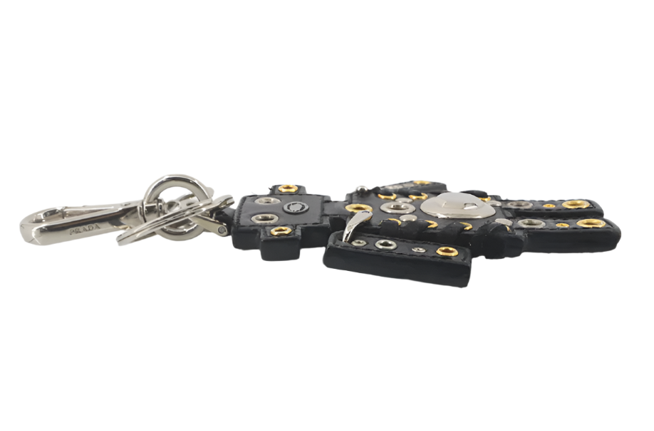 prada robot leather keychain bag charm