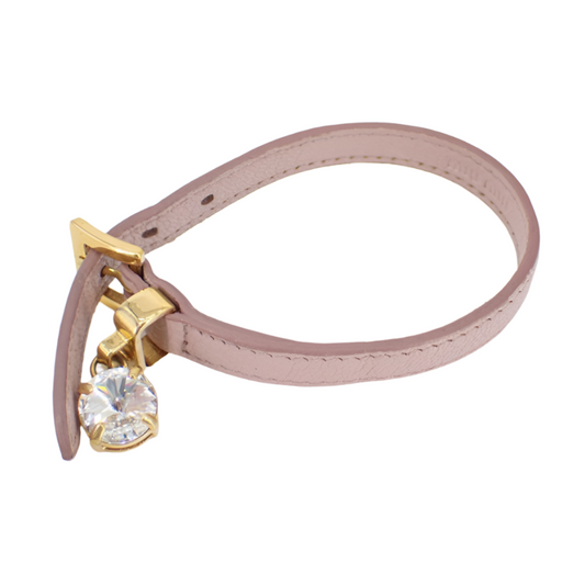 miu miu pink leather rhinestone charm bracelet