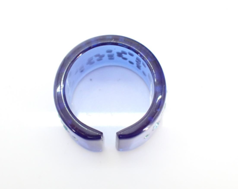 Dior Vintage Boho Blue Rhinestone Logo Ring