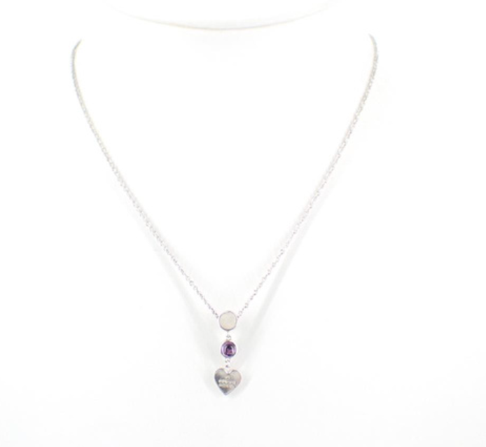 gucci rare silver amethyst x heart necklace