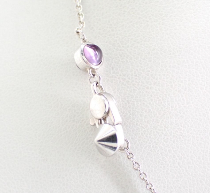 gucci rare silver amethyst x heart necklace