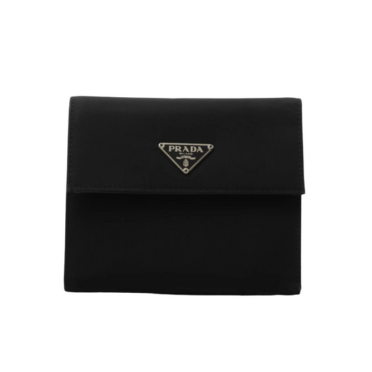 prada black tessuto folding wallet
