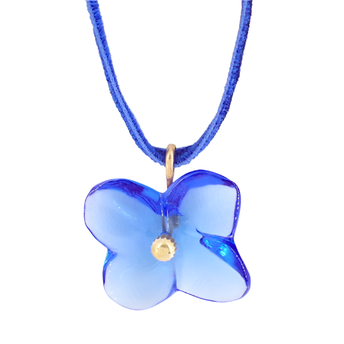 baccarat blue crystal hortensia choker pendant