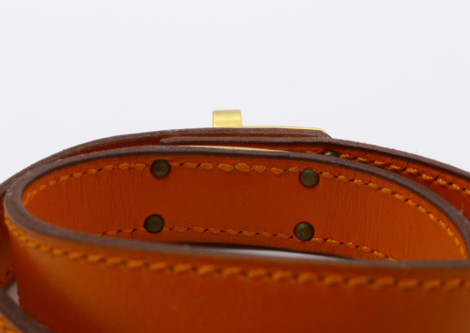 HERMÈS orange leather kelly double tour bracelet