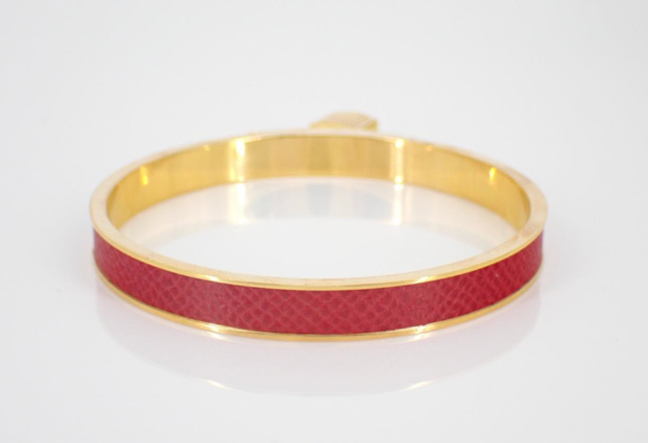 HERMÈS Red Kelly Lock Cadena Bangle Bracelet