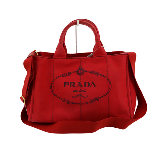 prada red canapa handbag