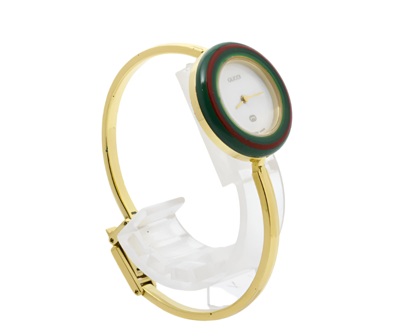 gucci gold-tone bracelet watch with 12 color bezel changes