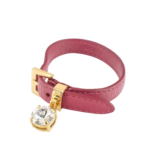 miu miu hot pink leather rhinestone charm bracelet