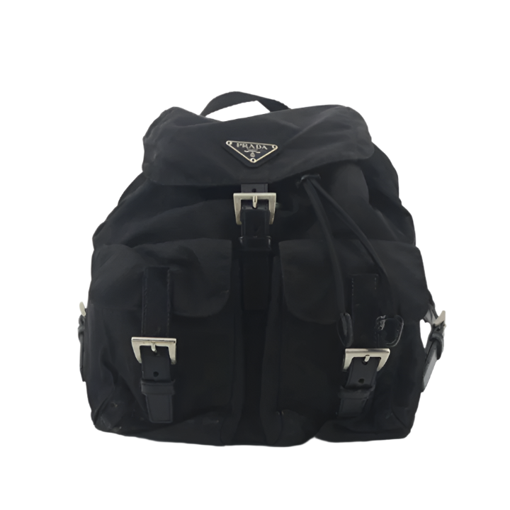 prada black nylon x leather backpack
