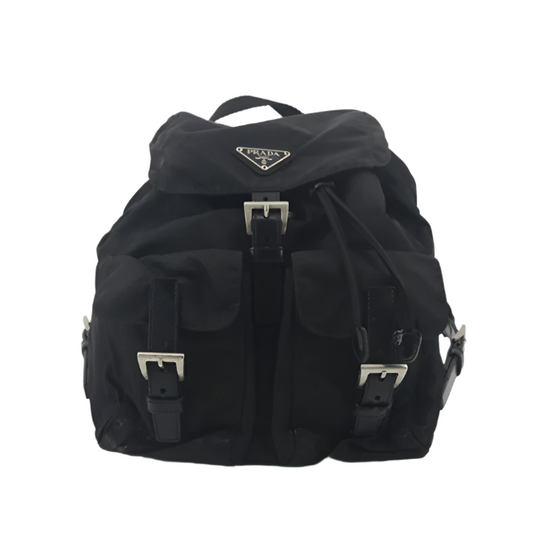prada black nylon x leather backpack