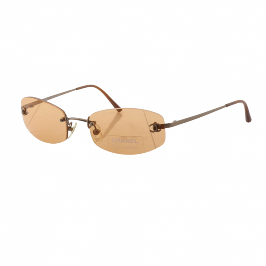 Chanel 2000s rimless rare orange cc sunglasses